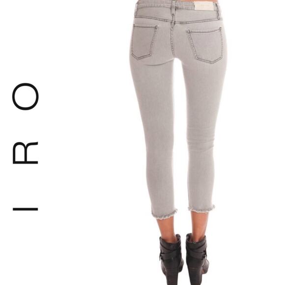 IRO Aujuste Low Rise Gray Skinny Cropped Jeans Black Contrast Stitching 26 - Picture 1 of 6